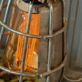 Grappe de lampes baladeuses industrielles USA - Cage métal & poignées bois - Suspension atelier vintage