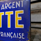 Vintage Arlatte blue and silver chicory enamel advertising sign, ref AR01