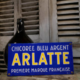 ancienne plaque emaillee publicitaire Arlatte chicorée bleu argent ref AR02