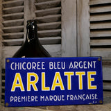 ancienne plaque emaillee publicitaire Arlatte chicorée bleu argent ref AR04