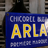 ancienne plaque emaillee publicitaire Arlatte chicorée bleu argent ref AR04