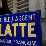ancienne plaque emaillee publicitaire Arlatte chicorée bleu argent ref AR04
