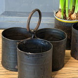 Ancien rangement d'atelier en métal - porte outils triple compartiment - déco industrielle