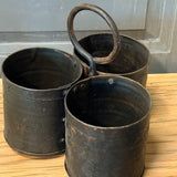 Ancien rangement d'atelier en métal - porte outils triple compartiment - déco industrielle