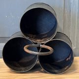 Ancien rangement d'atelier en métal - porte outils triple compartiment - déco industrielle