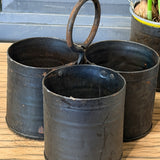 Ancien rangement d'atelier en métal - porte outils triple compartiment - déco industrielle