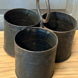 Ancien rangement d'atelier en métal - porte outils triple compartiment - déco industrielle