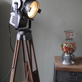 projecteur cinema cremer pied bois deco industrielle