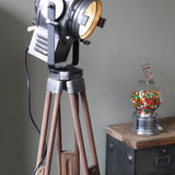 projecteur cinema cremer pied bois deco industrielle