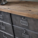 meuble console 8 casiers industriel clapet Roneo plateau chene massif