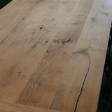 grande table industrielle plateau ancien chene massif pietement fonte