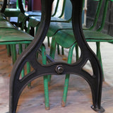 grande table industrielle plateau ancien chene massif pietement fonte