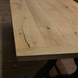 grande table industrielle plateau ancien chene massif pietement fonte