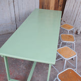 Military metal industrial desk with green epoxy paint