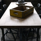 Table ou bureau metal industriel militaire plateau chene massif