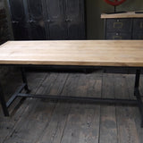 Table ou bureau metal industriel militaire plateau chene massif