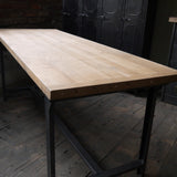 Table ou bureau metal industriel militaire plateau chene massif
