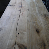 Large industrial table with solid oak top and cast iron base