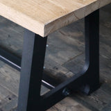 Large industrial table with solid oak top and cast iron base
