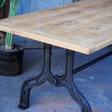 grande table industrielle plateau chene massif pietement fonte