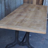 grande table industrielle plateau chene massif pietement fonte