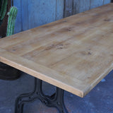 grande table industrielle plateau chene massif pietement fonte