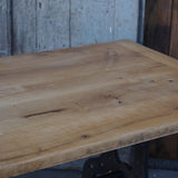 grande table industrielle plateau chene massif pietement fonte