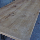 grande table industrielle plateau chene massif pietement fonte