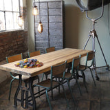 grande table industrielle plateau massif pietement fonte manufacture Brockton