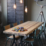 grande table industrielle plateau massif pietement fonte manufacture Brockton