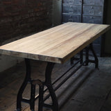grande table industrielle plateau massif pietement fonte manufacture Brockton