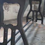 grande table industrielle plateau massif pietement fonte manufacture Brockton