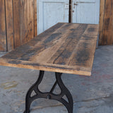 grande table industrielle plateau chene massif pietement fonte