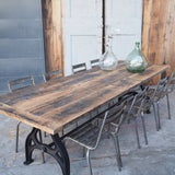 grande table industrielle plateau chene massif pietement fonte