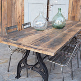 grande table industrielle plateau chene massif pietement fonte