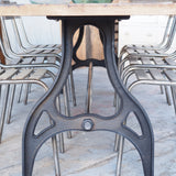 grande table industrielle plateau chene massif pietement fonte