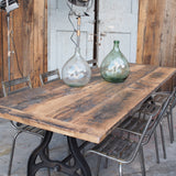 grande table industrielle plateau chene massif pietement fonte