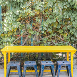 Table militaire metal bureau industrielle peinture epoxy jaune