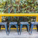 Table militaire metal bureau industrielle peinture epoxy jaune