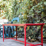 Table militaire metal bureau industrielle peinture epoxy rouge
