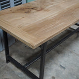 Military industrial metal table or desk with solid oak top