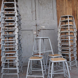 tabouret industriel metal et bois