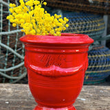 Petit vase d'Anduze emaillé rouge
