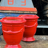 Petit vase d'Anduze emaillé rouge