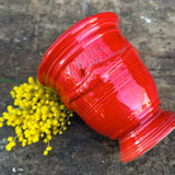Petit vase d'Anduze emaillé rouge