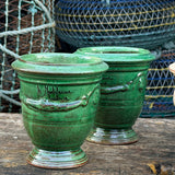 Petit vase d'Anduze emaillé vert