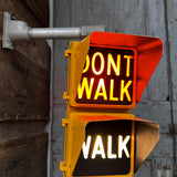 New York feu dont walk americain vintage USA jaune d'origine